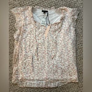 Pink Floral Short Sleeve Blouse